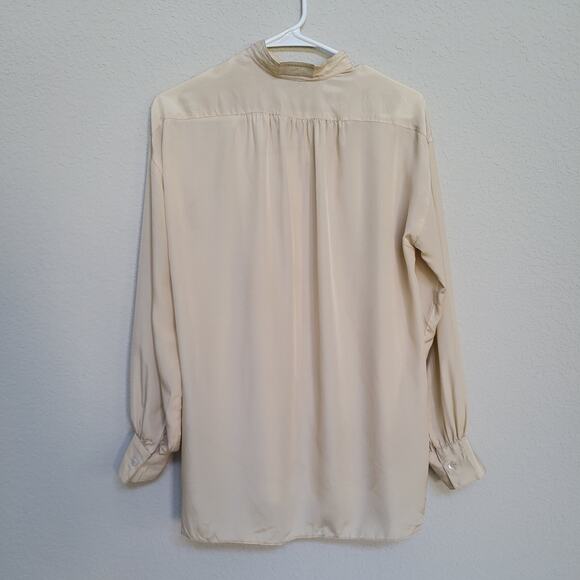 Shirt Strings California Vintage Blouse Top Womens Medium Beige Long Sleeve - Picture 2 of 11